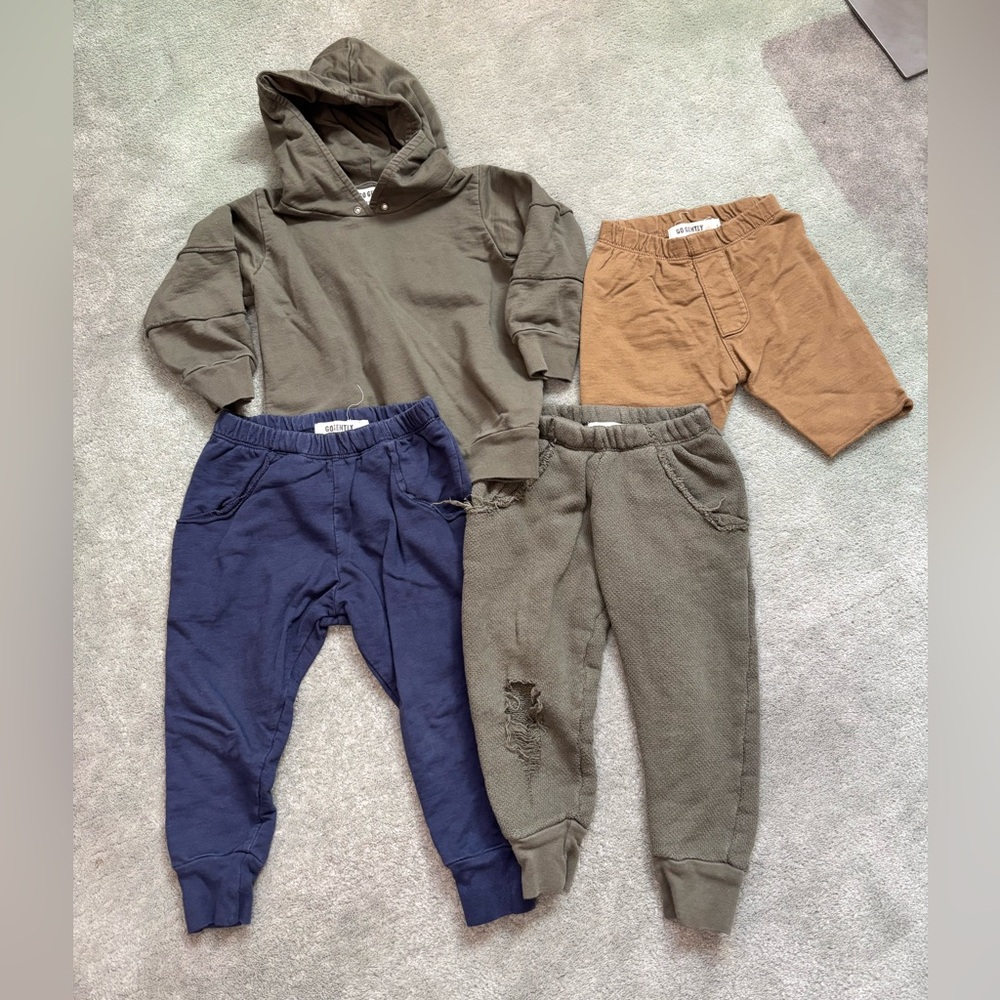 4 piece set of Go Gently Nation boys clothes. Size 3T, 2t, and 18-24 months.